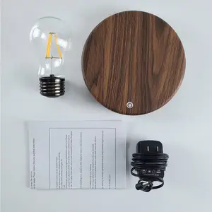 Innovative Bottom Magnetic Wooden Table Smart Desk Lamp Levitating Floating Light Lamp Bulb For Decoration