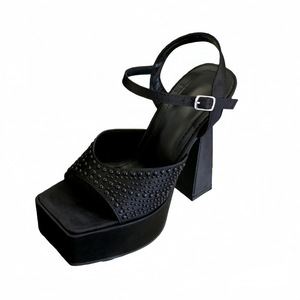 Nouvelles Sandales Élégantes à Talons Hauts et Plateforme pour Femmes 2026, Talon Carré, Perles, Bout Ouvert, Bride Unique - Product Image 1