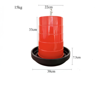 Mangeoire automatique pour poulets rouge et noire de 15 kg, suspendable, anti-gaspillage, pour élevage de poulets