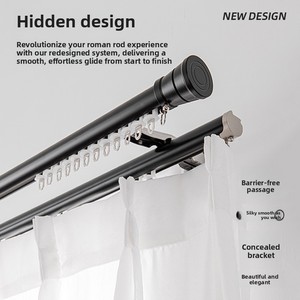 <span class=keywords><strong>Tringle</strong></span> à rideau noire en alliage d'aluminium, style nordique minimaliste, simple/double, épaissie, à montage latéral ou supérieur, pour - Product Image 6