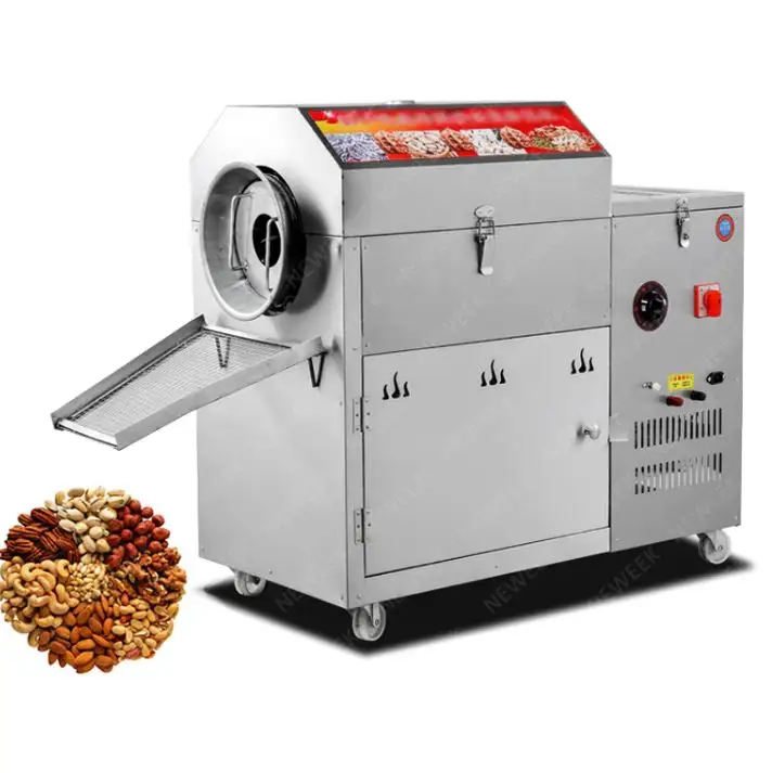 Venta caliente Gas eléctrico dos tipos de métodos de calentamiento máquina tostadora de castañas tostador de cacahuetes de nueces comercial