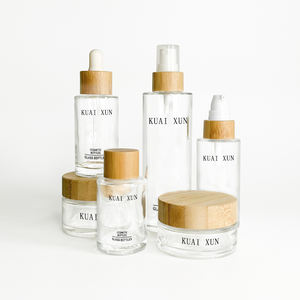 फ्लैट कंधे पंप बोतल 30ml 50ml 100ml 120ml पाले सेओढ़ लिया लक्जरी बांस त्वचा की देखभाल कॉस्मेटिक बोतल और जार पैकेजिंग सेट - Product Image 4