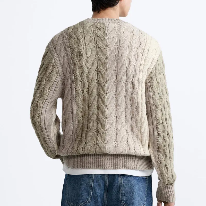 कस्टम लोगो OEM और ODM पुरुषों का स्वेटर उच्च गुणवत्ता क्रू नेक स्वेटर ट्विस्ट रस्सी बुना हुआ कपड़ा पुरुषों के लिए लंबी आस्तीन बुना हुआ शीर्ष स्वेटर