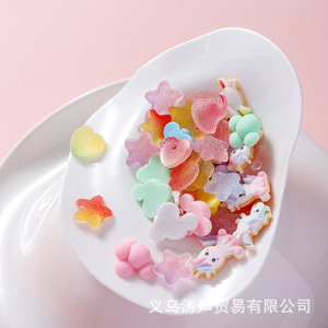 Cute Cartoon Resin Accessories Mixed Stars Clouds <b>Unicorns</b> For DIY Phone Case Decoration Plastic Frosted Patches 10 Bags - Product Image 2