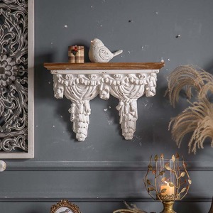 Estante de pared vintage con aspecto desgastado, rectangular, para exhibir libros y juguetes, A3098 - Product Image 1