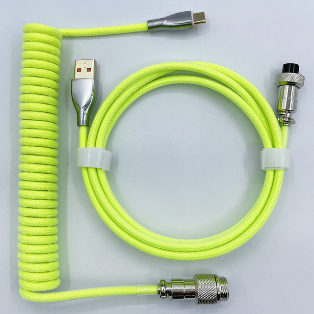 Aflion Custom Braided Cord Wire USB Type C Coil Coiled Cable With Gx16 Aviation Connector for Keyboard