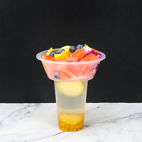 Bol à salade créatif pour fête d'anniversaire, cinéma, popcorn, thé au lait, 2 en 1, bol à fruits, gobelet en plastique avec plateau à collation, diamètre 90 mm