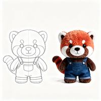 Peluche Panda Rouge Super Douce et Moelleuse, Adorable Jouet en Peluche Panda Rouge avec Longue Queue Rayée, Mignonne Peluche Panda Rouge