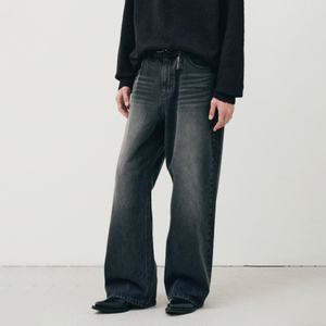Jean droit ample noir <span class=keywords><strong>en</strong></span> denim <span class=keywords><strong>pour</strong></span> <span class=keywords><strong>homme</strong></span>, taille haute, coupe droite, idéal <span class=keywords><strong>pour</strong></span> le quotidien – Collection 2026, Vente Flash - Product Image 6