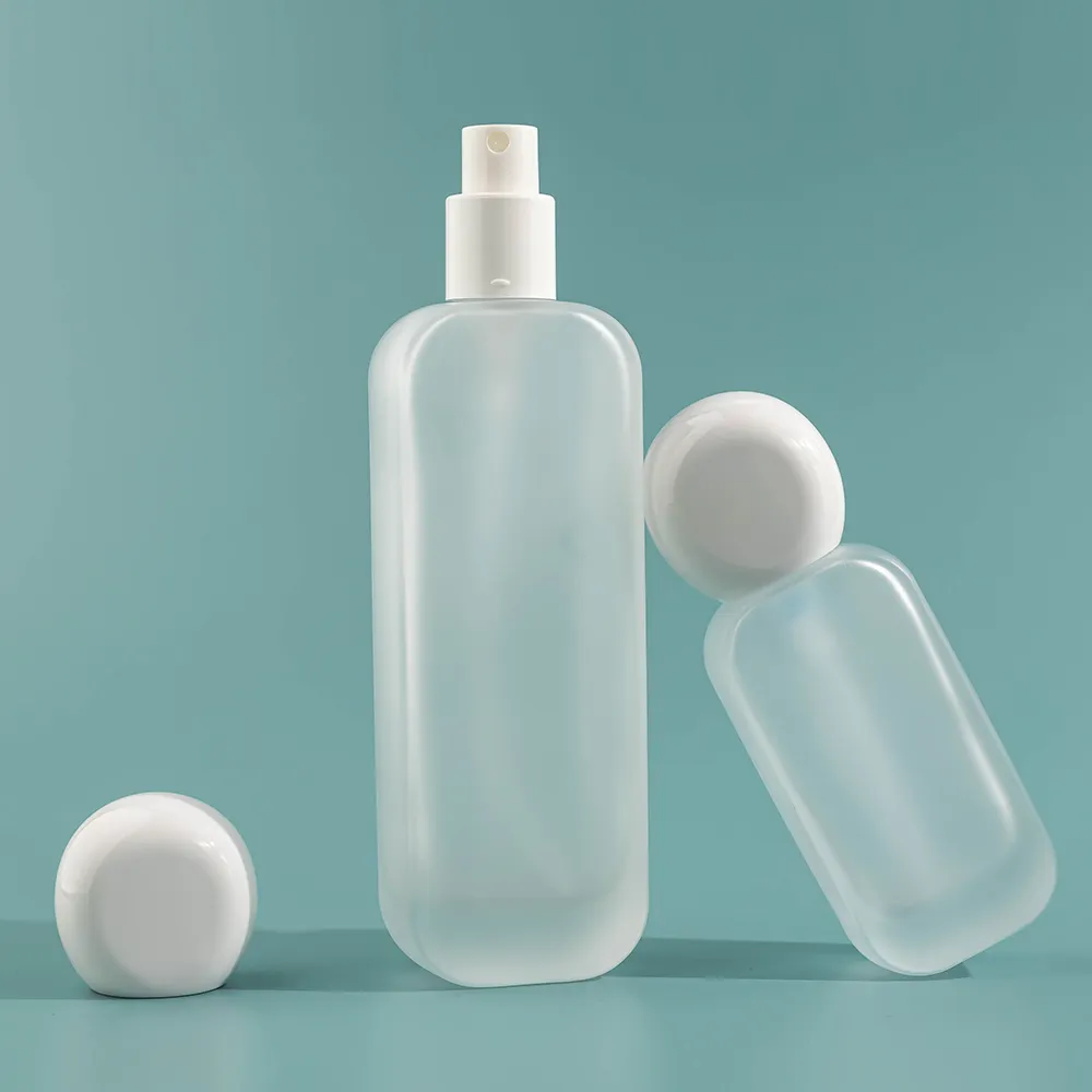 100 ml Parfümflasche mit Schachtel quadratische Frostglasflasche für Toner-Kosmetikverpackung
