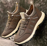 Chaussures de randonnée lumineuses pour hommes en cuir PU et maille, respirantes, avec logo personnalisé, amorti léger, antidérapantes, style décontracté – Grande Vente