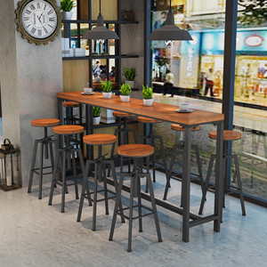 โต๊ะบาร์และเก้าอี้เหล็กเชิงพาณิชย์แบบแคบติดผนังสำหรับใช้ในบ้านร้านชานม - Product Image 3