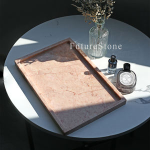 Роскошный сервировочный лоток из крема и розового мрамора, прямоугольный натуральный мрамор, декоративный поднос для фруктов, украшений для рождественского декора - Product Image 6