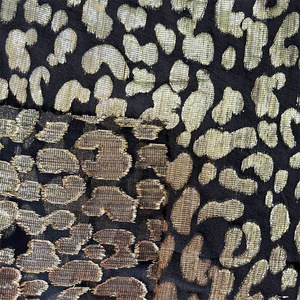 Tissu en soie Georgette 8 Momme avec fils dorés et argentés, motifs léopard découpés, matériau de luxe en soie pour robes longues et robes Dirac - Product Image 3