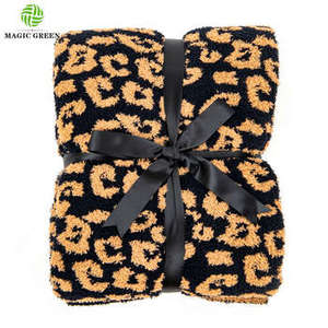 Selimut rajut macan tutul 100% poliester lembut, selimut lempar rajut musim dingin bahan serat mikro motif macan tutul untuk Sofa - Product Image 2