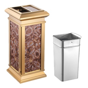 Instalación pública Cubo de basura de acero inoxidable Cubo de basura duradero de gran capacidad Contenedor de basura moderno para vestíbulo de hotel y oficina - Product Image 4
