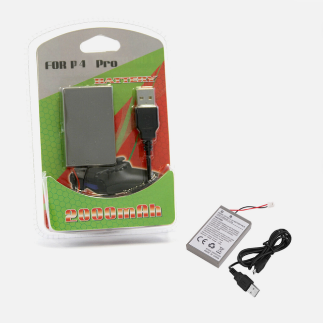 NEW Battery for PS4 Pro Rechargeable Li-ion 3.7V 2000mAh Battery Pak & Charging Cord