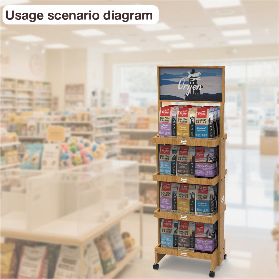 Apache Customized Wood Modern Pet Food Display Stand with Foldable Design and Quick Installation for Supermarket Shelves — view 6