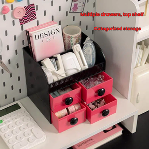 Organisateur de bureau à <span class=keywords><strong>tiroirs</strong></span> Boîte de rangement de cosmétiques Boîte de maquillage en <span class=keywords><strong>plastique</strong></span> avec 4 mini <span class=keywords><strong>tiroirs</strong></span> - Product Image 3