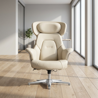 Fauteuil de Direction Commercial Inclinable en Cuir de Vachette avec Appui-tête, Dossier Haut, Pivotant – Mobilier de Bureau pour la Rénovation de Bureaux