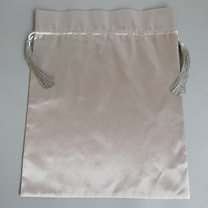 Büyük Gri Yeşil İpek Saten İpli Toz Torbası, Çanta Kılıfları, Saten Giysi Çantası, Püsküllü Saten Çanta - Product Image 6