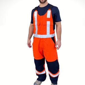 Breathable <b>Waterproof</b> Hi Vis Reflective Tape <b>Overalls</b> for Men Outdoor Workers Safety Workwear with Reinforced Stitching - Product Image 2