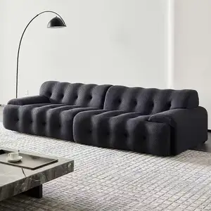 Nodic estilo italiano moderno minimalista sofá conjunto mobiliário secional Blogger 3 assento sofás design preto sala sofás