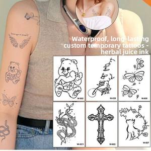 Nuova carta temporanea senz'acqua succo di erbe adesivo forme geometriche cartone animato Sexy per uomini e donne impermeabile acqua di trasferimento - Product Image 6