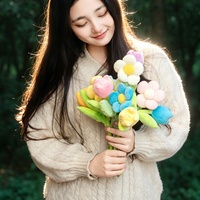 Bouquets en peluche colorés en gros d'usine, jouets en peluche doux en forme de tournesol, décorations pour la maison, cadeaux de mariage et de Saint-Valentin.