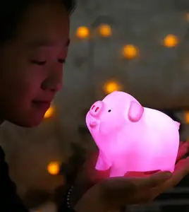 Newish-Luz led 3D de noche para niños, animal suave de pp