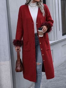 <span class=keywords><strong>Cardigan</strong></span> Lungo da Donna in Maglia Spessa a Maniche Lunghe, Maglione Lavorato a Maglia a Mezza Lunghezza con Apertura Frontale, Modello Ampio - Product Image 3