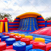 Aire de jeux gonflable extérieure pour enfants en PVC, avec souffleur et kits de réparation inclus, protection UV, résistant aux flammes