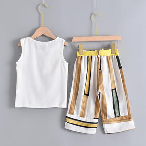 Ensembles de vêtements pour enfants, ensembles de pantalons bohèmes pour bébés filles avec chemise sans manches en gros - Product Image 3