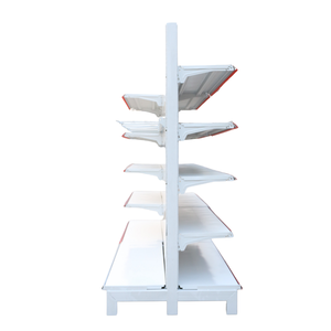 Double Sides Display Rack Stand Shelving Units Metal Shelves Supermarket Wooden Shelf