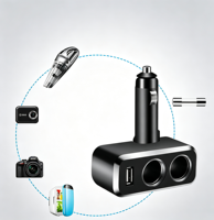Adaptateur de chargeur de voiture universel 12V-24V 2 voies, prise allume-cigare de voiture, chargeur double USB