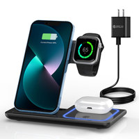 Chargeur sans fil 3 en 1 station de charge rapide station de lampe de table de bureau chargeur intelligent pliable pour plusieurs appareils support de téléphone