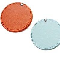 Miroir de poche rond moderne FANDESY en cuir et verre, 6,8 cm de diamètre, avec logo personnalisé pour femmes – Fournisseur d'usine