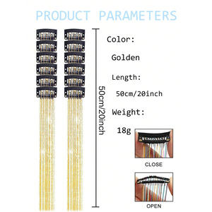 Extensions de cheveux laser colorées à paillettes, lot de 12, lisses, résistantes à la chaleur, à clipser, pour festivals de musique - Product Image 4