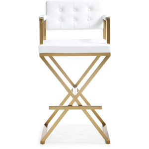 Jason Counter  Stainless steel , upholstered Durable High Bar <b>Stool</b> for Home Bar & <b>Dining</b> Room White/Gold ,Black/Gold Color - Product Image 1