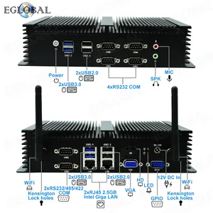 Eglobal GK1 Fanless ระบบสำหรับอุตสาหกรรมเกรด Field Windows11 MINI PC I5 4278U I7 4578U 2LAN 6COM 3G/4G Wi-Fi VGA HD1.4