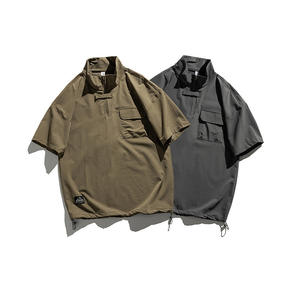 เสื้อฮาวายถักนิตติ้งแห้งเร็วสำหรับผู้ชาย สไตล์ลำลองชายหาดฤดูร้อน แขนสั้น รับผลิตตามแบบ OME พร้อมโลโก้ ขายส่งยอดนิยม - Product Image 1