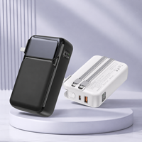 Batterie externe 10000mAh 20000mAh 22.5W à charge rapide avec câbles intégrés et prise AC pliable, pack de batterie de voyage