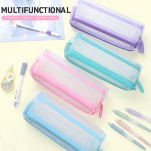 Chất Lượng Cao <span class=keywords><strong>Nylon</strong></span> Đầy Màu Sắc Lưới Bút Chì Trường Hợp Tập Tin Trong Suốt Túi Sinh Viên Lưu Trữ Rõ Ràng Dây Kéo Pouch Tùy Chỉnh In Ấn - Product Image 6