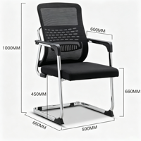 Chaise de bureau ergonomique en maille avec base en métal, chaise de réception et de réunion contemporaine pliable pour bureau, salle de conférence, salle d'attente