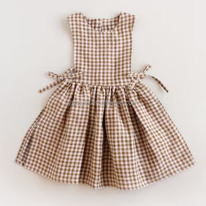 <strong>Toddler</strong> Button Down Scoop Back Summer Outfit Clothes Children Girls Vintage Wear Girl's Cotton Linen <strong>Dresses</strong> - Product Image 3