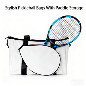 <span class=keywords><strong>Sac</strong></span> de transport professionnel matelassé en cuir léger pour raquettes de pickleball et de tennis, avec housse de protection supérieure pour raquette de tennis - Product Image 2