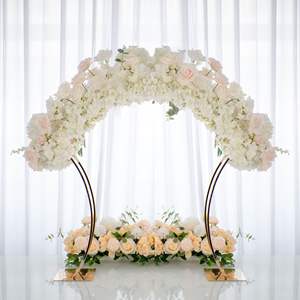 Arco Floral Metálico LANJO de Alta Calidad y Durabilidad, 38 Pulgadas, Diseño Curvo Dorado, Centro de Mesa para Bodas, Accesorios para Cenas, Soporte para Flores - Product Image 1