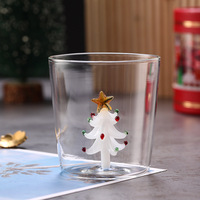 Tasse à thé en verre borosilicate de haute qualité de 350 ml, personnalisable en gros, tasse à café résistante à la chaleur, verres à ornement 3D style Noël, cadeau