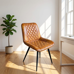 Silla Moderna de Estilo Industrial Indio, Fabricada a Mano con Hierro y Cuero Genuino de Cabra, Ecológica y Duradera, para Restaurantes y Hoteles - Product Image 1