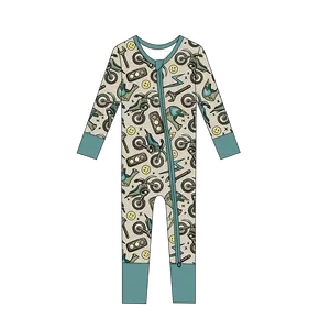 Custom 240g Bamboo Dirt Bikes Baby Boys Newborn Zippies Kids Pajamas Sleepwear